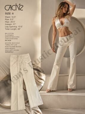 Cache White Stretch Bootcut Pants Women’s Size 6 Cotton Spandex Dress Career